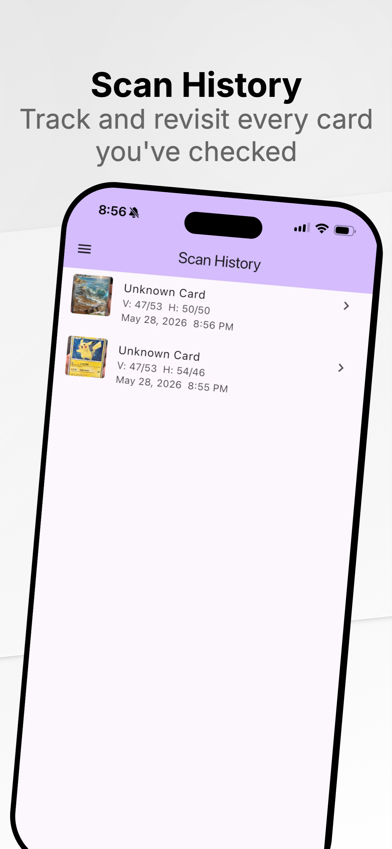 Scan history